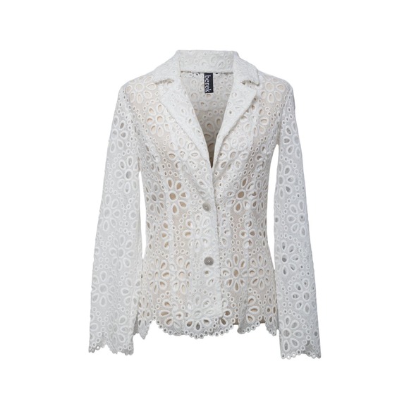 Women's White Eyelet Blazer Size L Summer Blazer Jacket Berek NWT - Picture 1 of 5